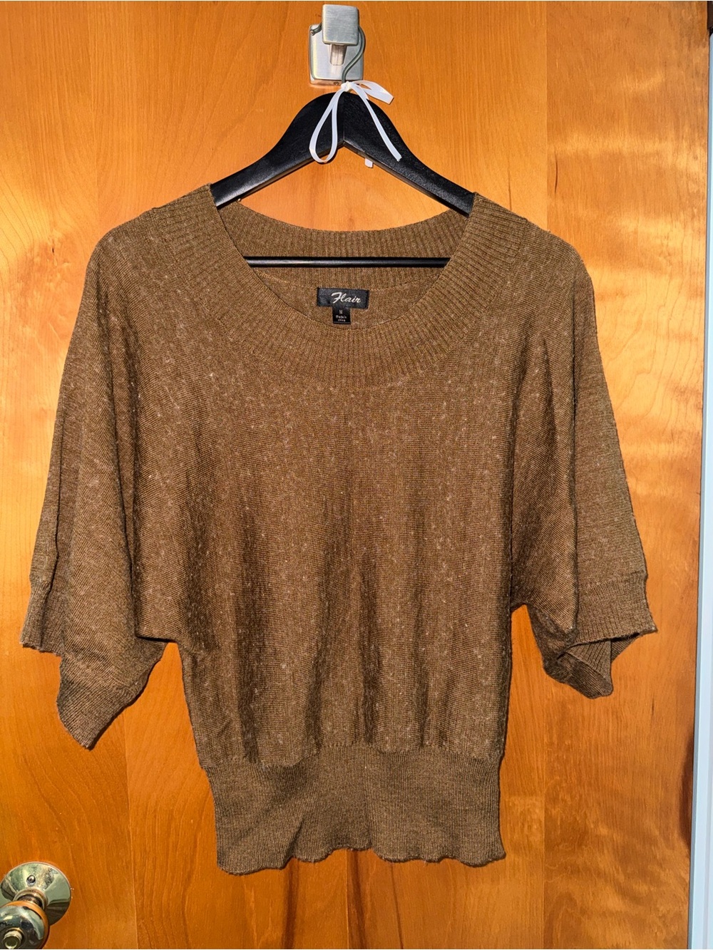 Xhilaration Short-Sleeve Scoop Neck Sweater - Brown